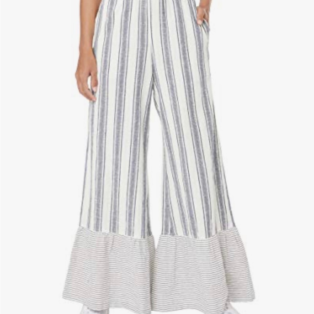 Tigerlily Navy and White Striped Wide-Leg Jumpsuit Women's Kapono Pant new